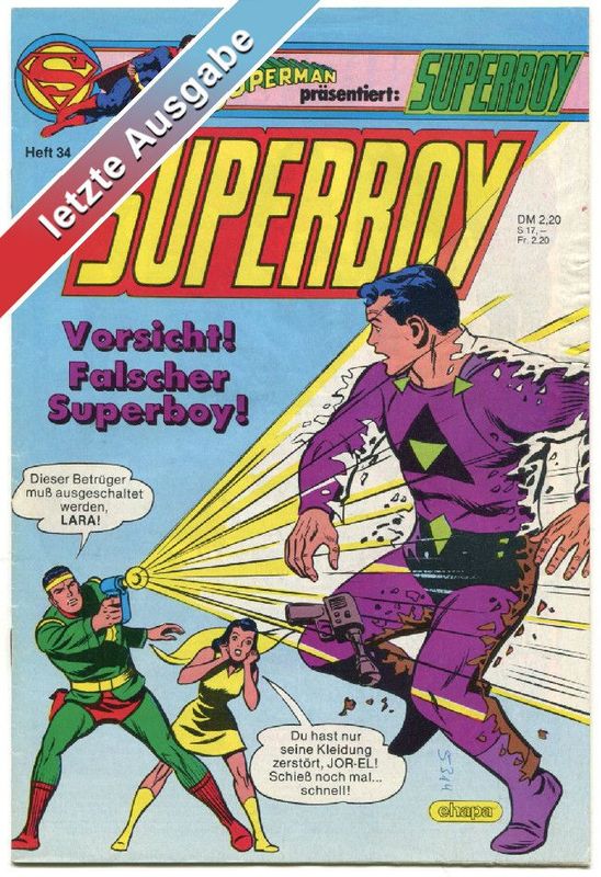 Superboy 34 »Superboy verliert seine Identität!« (mit Sammelecke, Ehapa 1985) Z. 1-2
