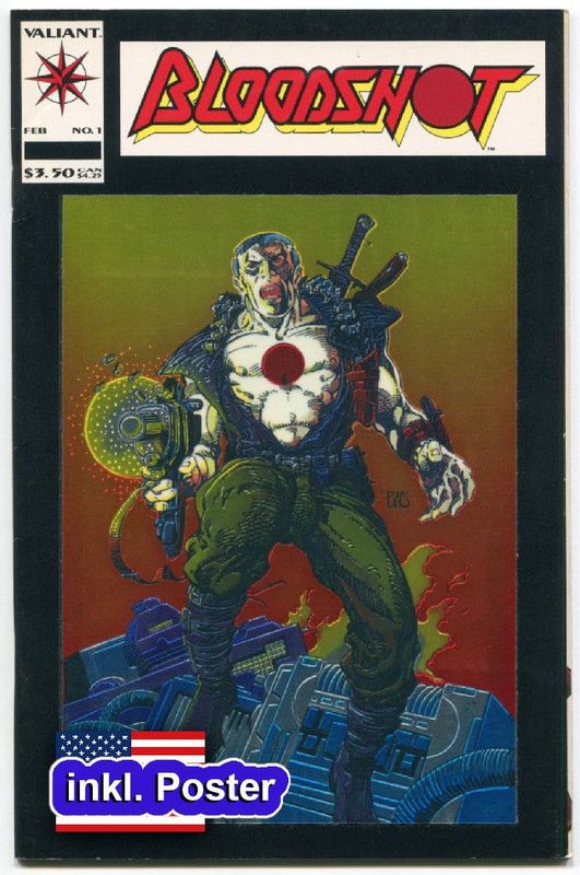 Bloodshot 1 »Blood of the Machine« (inkl. Poster, Valiant 1993) Z. 1+
