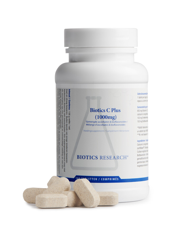 Biotics C Plus, 1000 mg, 100 tabl, Mineraal gebonden vit C met bioflavonoiden