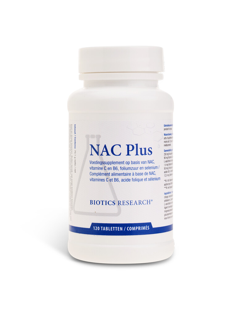 Biotics Nac Plus 120 tabletten met cofactoren vitamine C, B6, foliumzuur en selenium