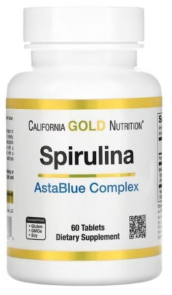 Spirulina AstaBlue complex - algen/kelb - 60 tables - California Gold Nutrition