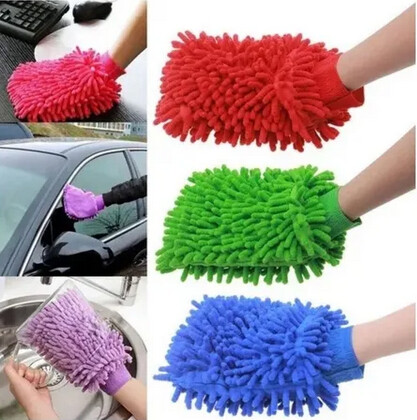 Guante Trapo De Microfibra Azul Limpieza Carro Moto Casa