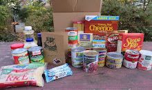 1 box of food items (rice, pasta, beans, peanut butter, canned vegetables, soups & more)