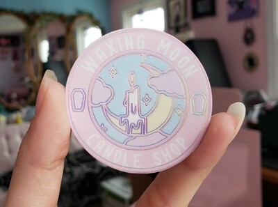 Waxing Moon Candle Shop Logo Sticker (with foil)