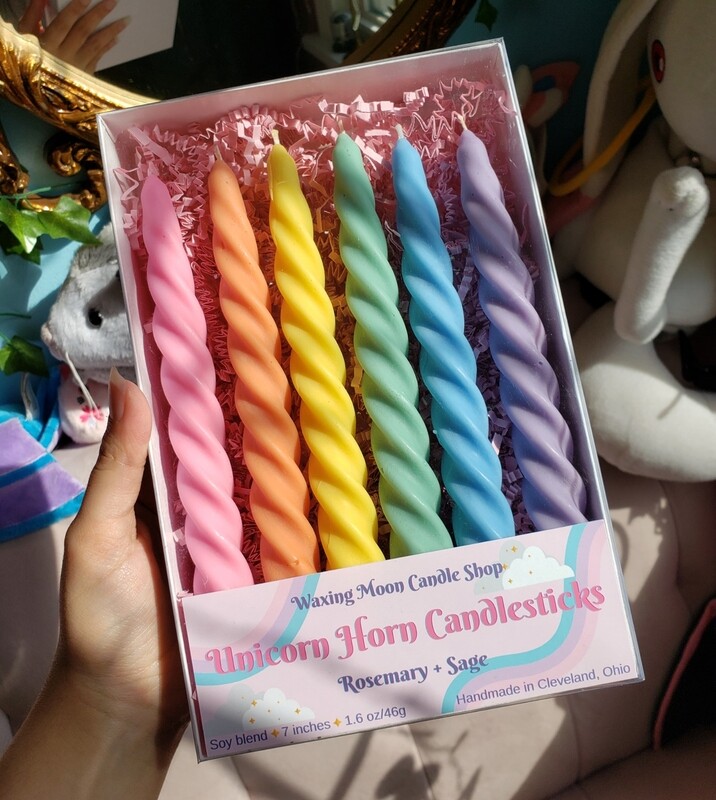 6 Pack Unicorn Horn Candlesticks (small spiral)