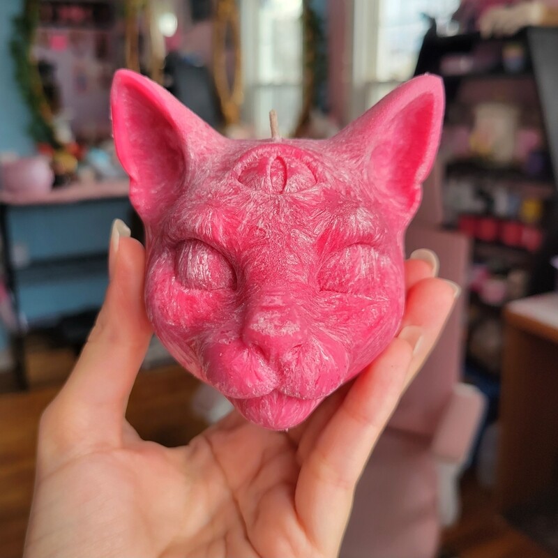 Crystal Cat Candle