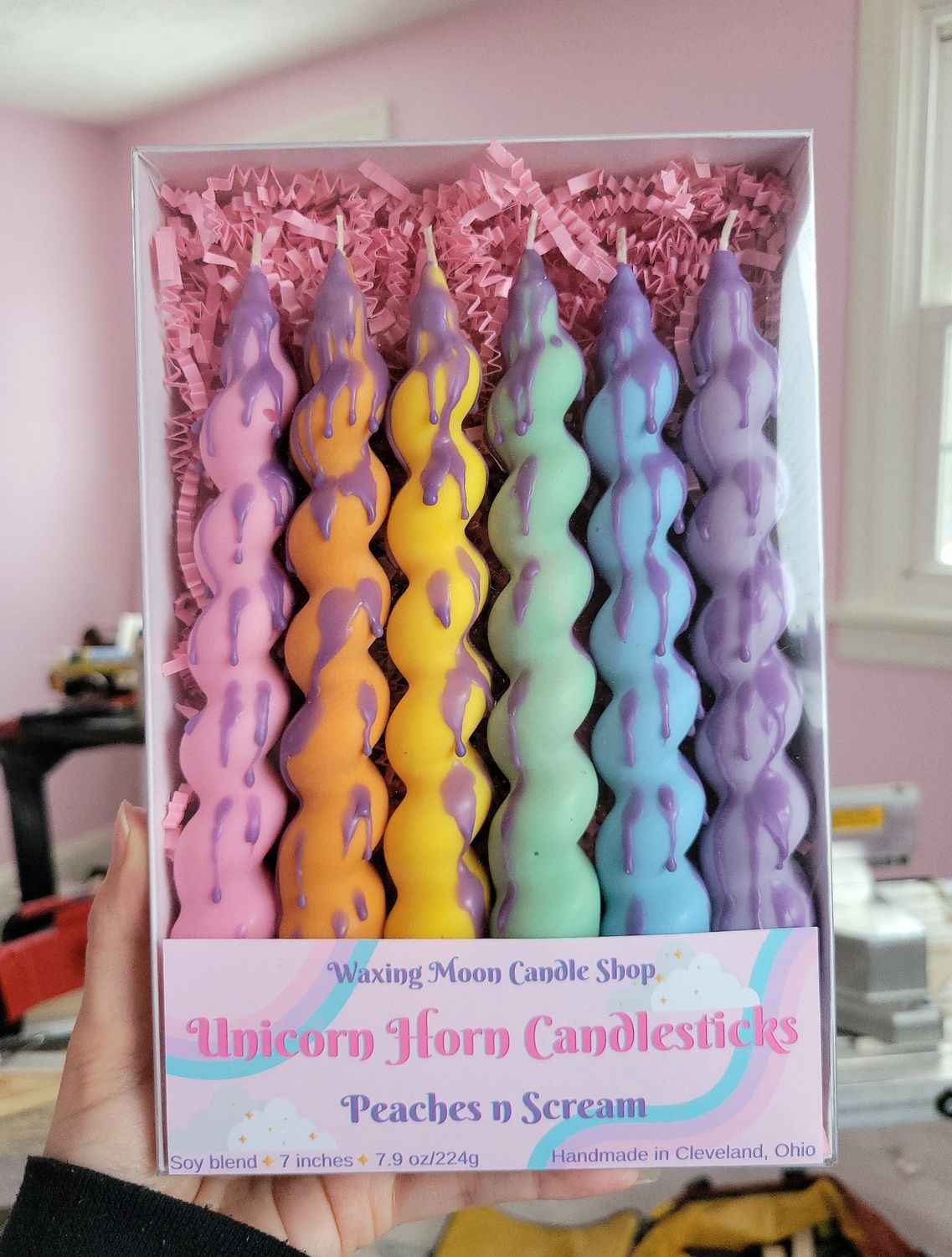 6 Pack Unicorn Horn Candlesticks (large spiral) 6 Pack Unicorn Horn Candlesticks (large spiral)