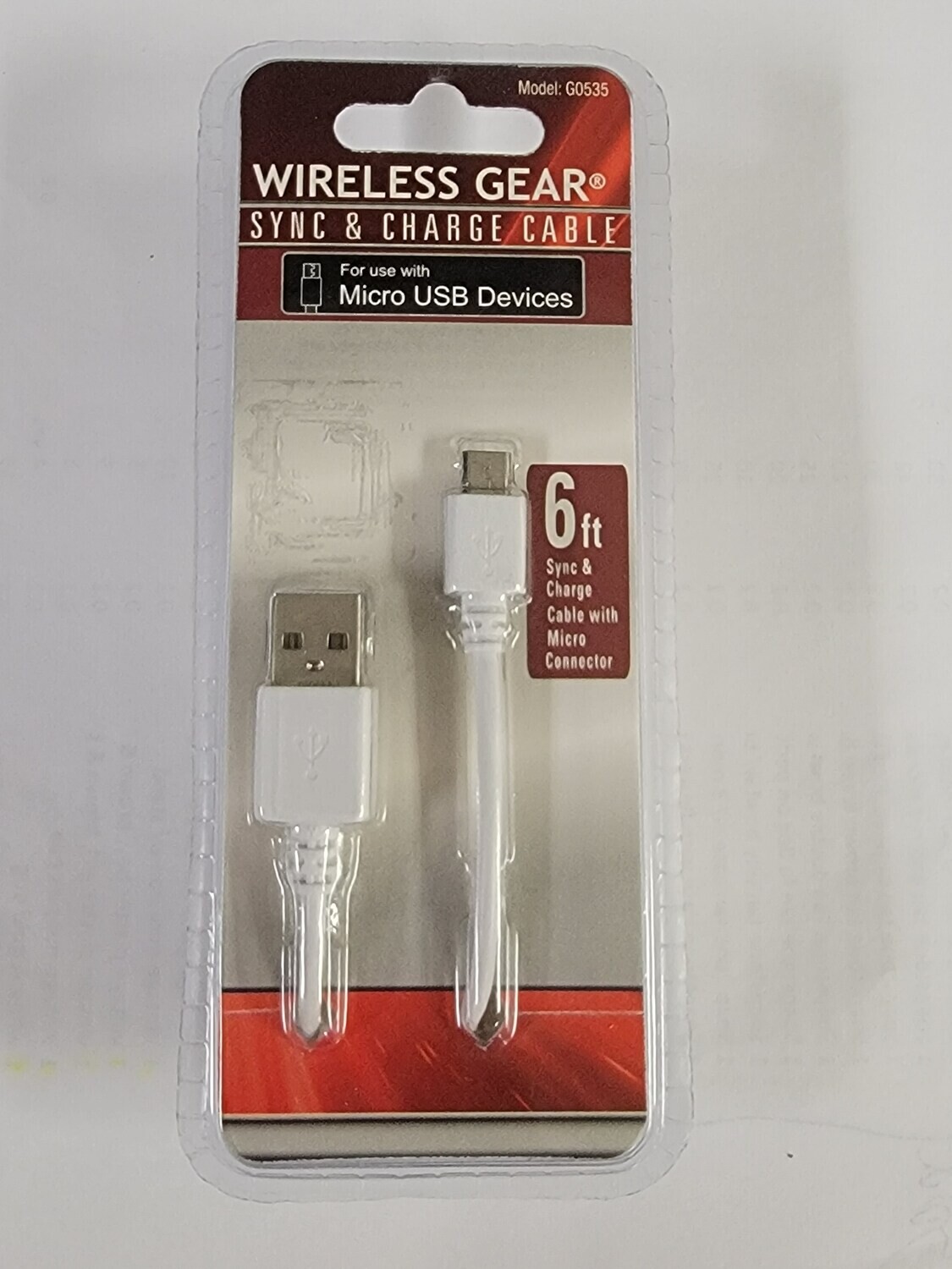 Micro-USB 6 Foot Cord White