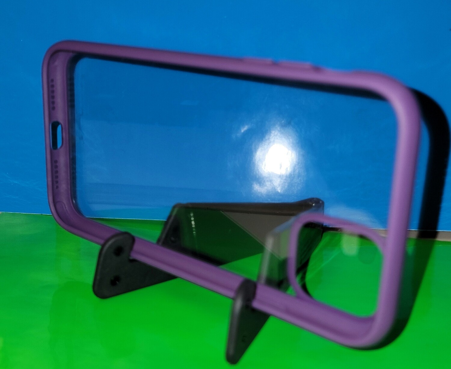 Casekoo clear and purple case with stand compatible with iPhone 11