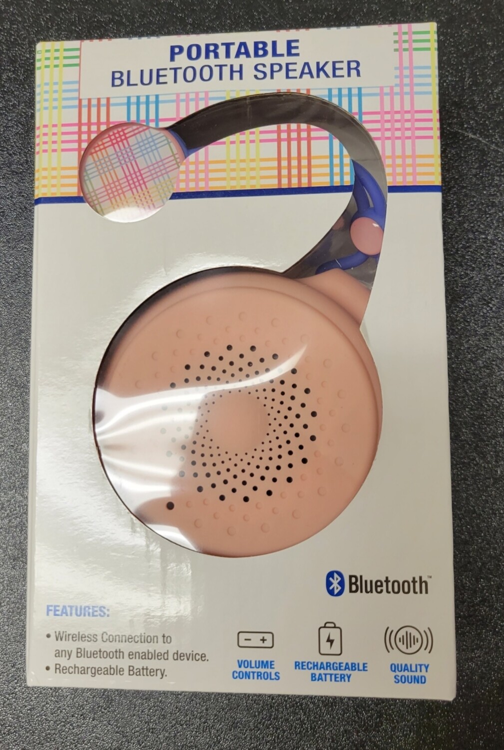 Orbit Portable Bluetooth Speaker Pink and Plaid
