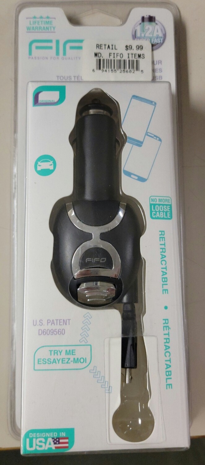 Micro-USB corded Car Power Adapter Retractable