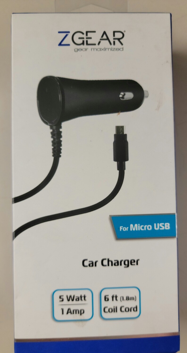 Micro-USB Corded Car Power Adapter 6 Foot Black
