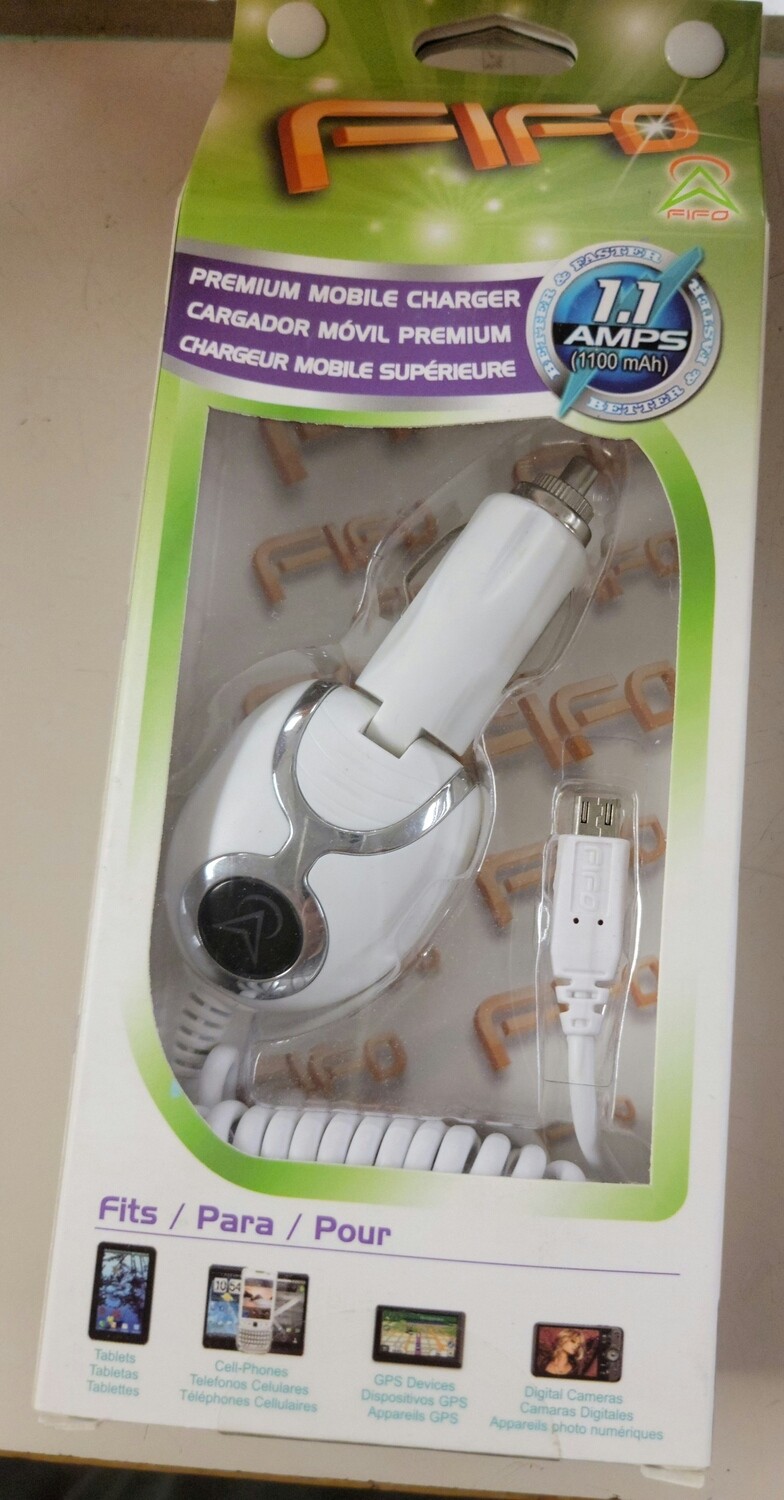 Micro-USB Coiled Corded Car Power Adapter 7 foot