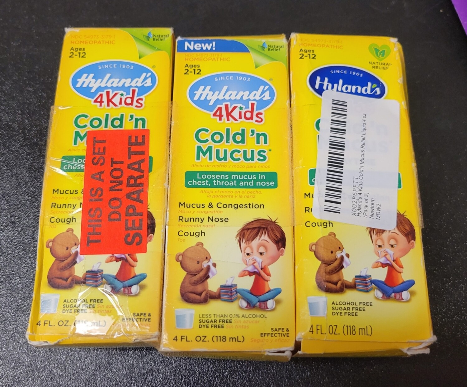 Hyland's 4 Kids Cold 'N Mucus Three-Pack of 4 Fluid Ounce Bottles