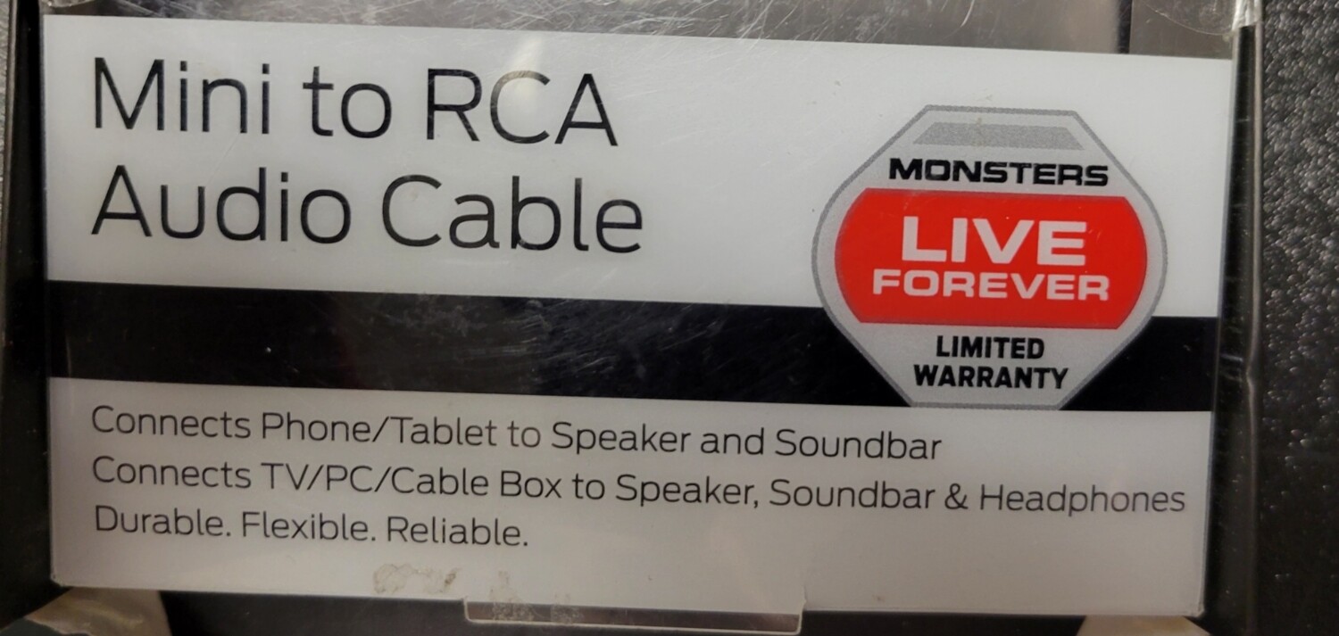 Monster Brand Mini to RCA Audio Cable 6 Foot (1.82m)
