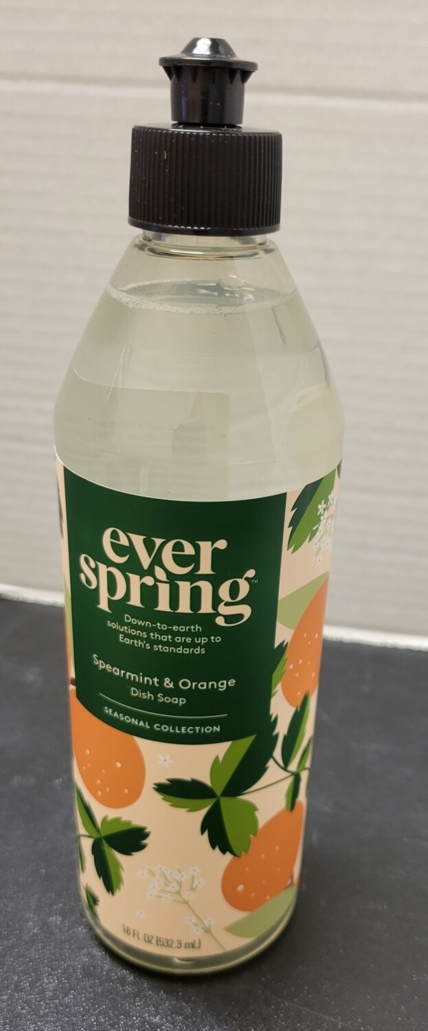 Ever Spring Brand Spearmint & Orange Dish Soap 18 FL OZ
