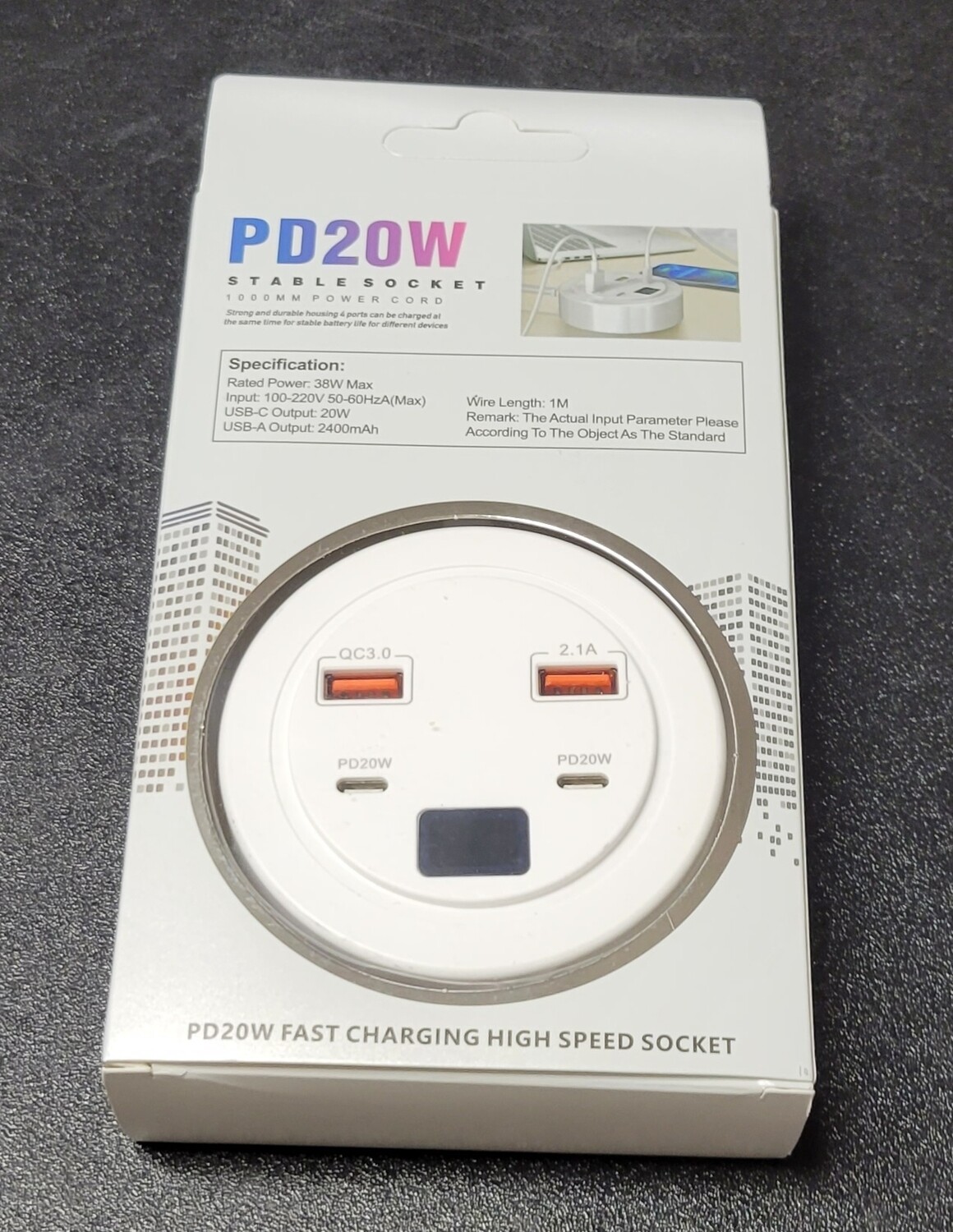 Power Socket Fast Charger Dual USB-A and USB-C