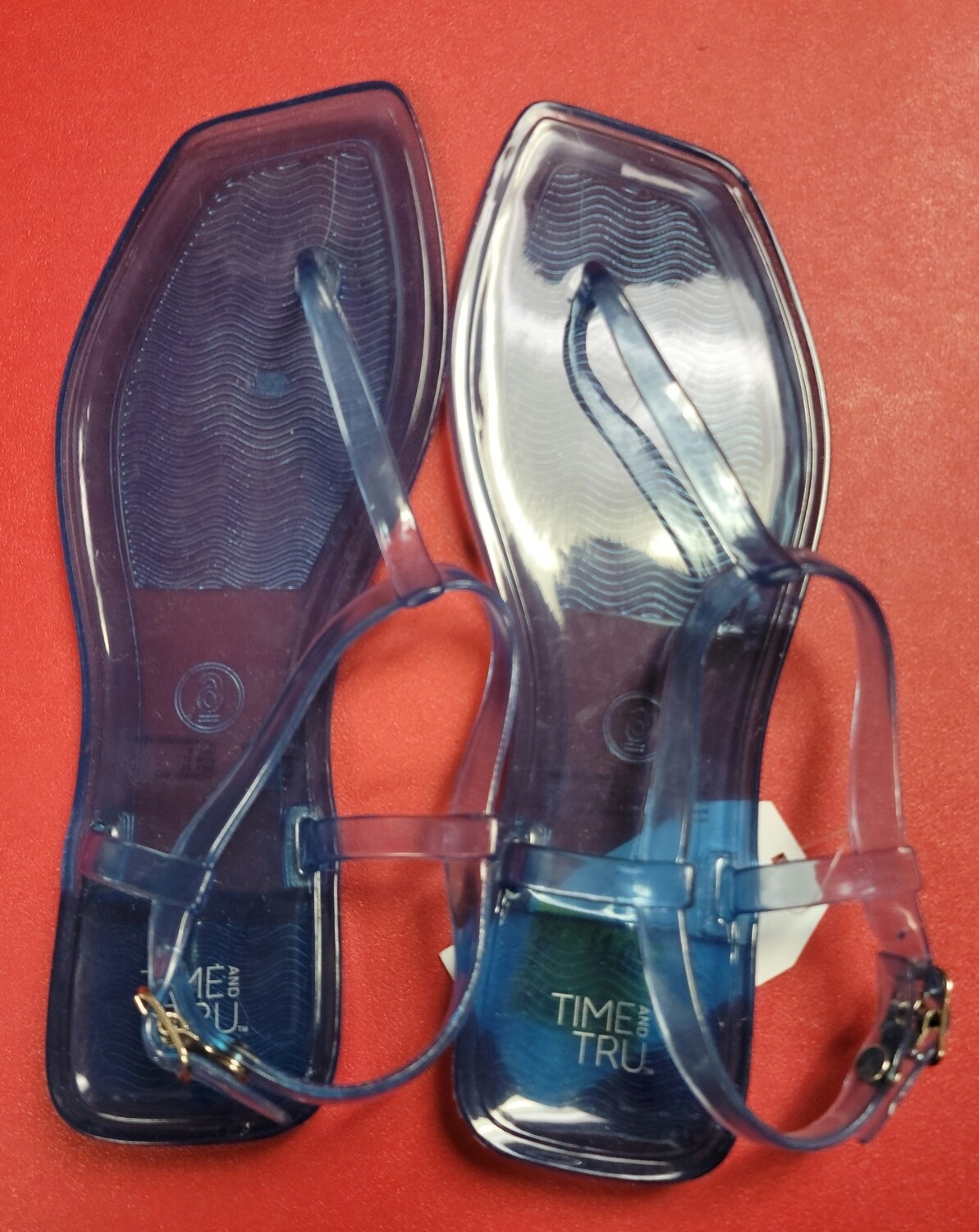 Time and Tru Jelly Thong Sandals, Blue, US 6