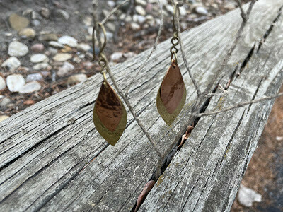 Hammered Leaf Earrings - A112