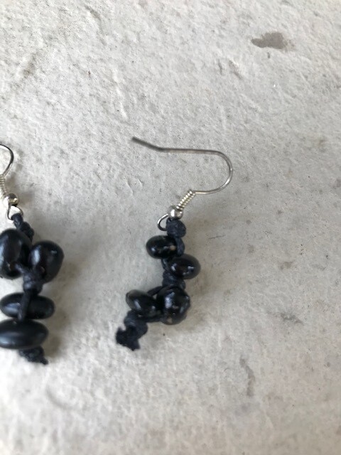 Black Bean Silver Earrings - A20