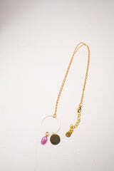 Ruby Drop Necklace &amp; Earrings Set - A73