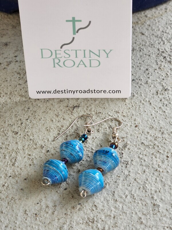 Ugandan Double Blue Earrings - A60