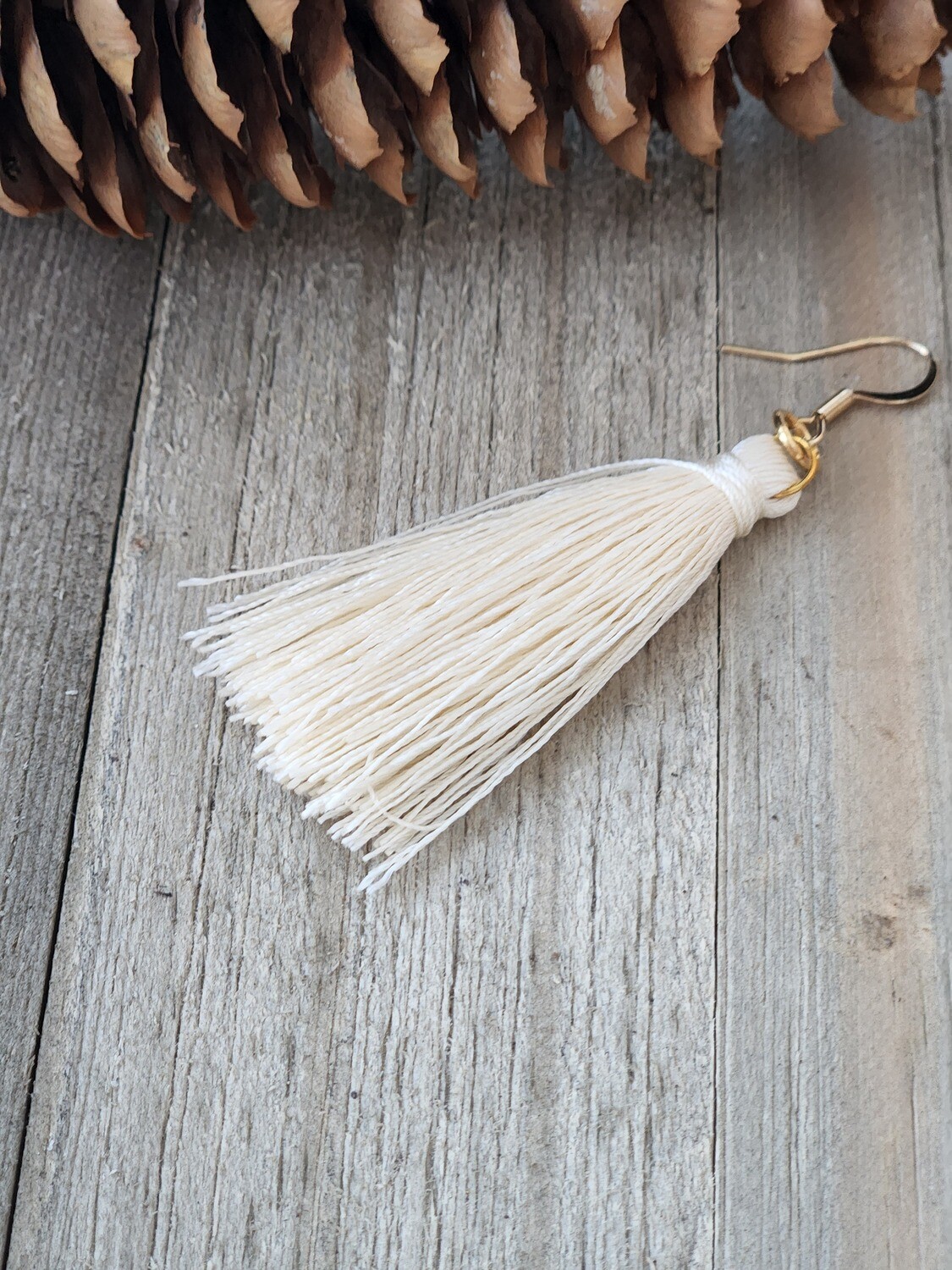Cream Tassel Earrings - A27