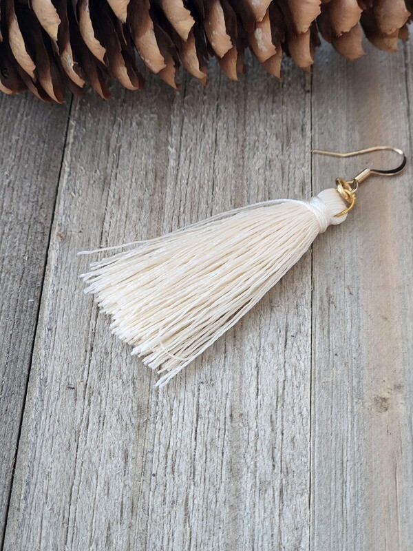 Cream Tassel Earrings - A27