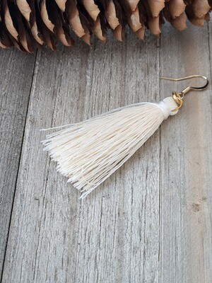 Cream Tassel Earrings - A27