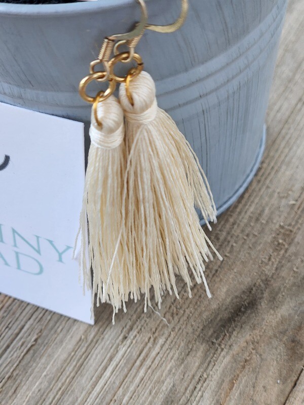 Cream Tassel Earrings - A27
