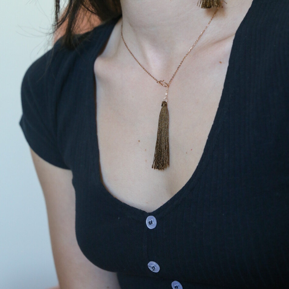 Juniper Tassel Necklace, Color: Brown - A78