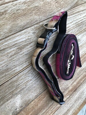 Dog Leash/Collar Set, Design: Red/Pink - J1
