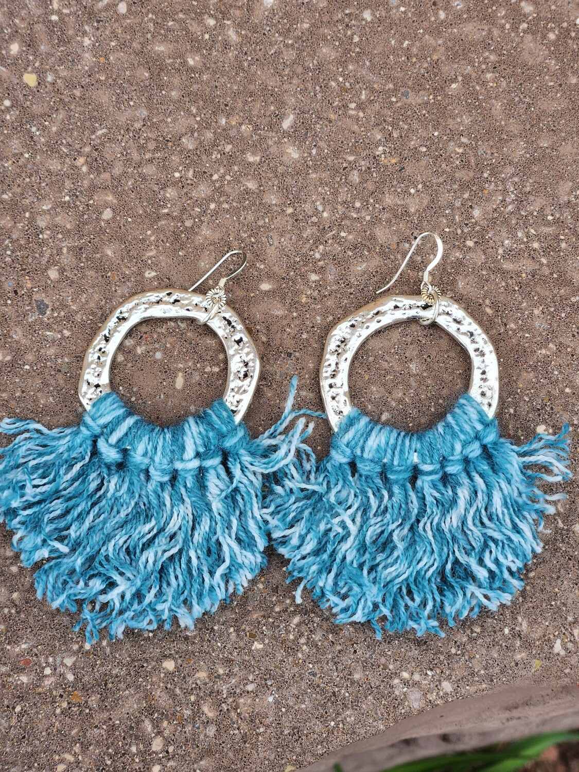 Blue Ocean Boho Fringe Earrings - A220