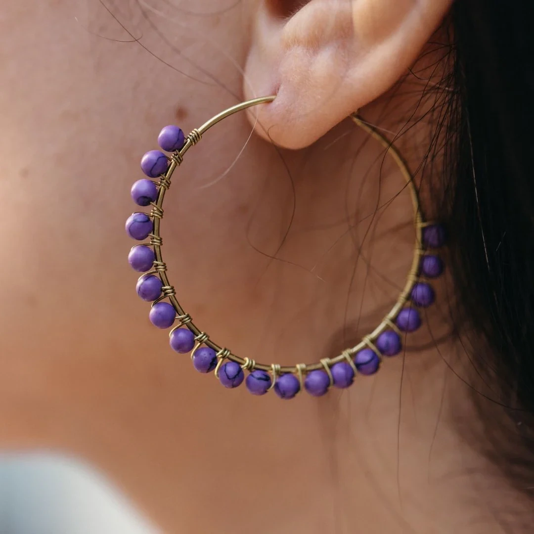 Luni Lavender Hoop Earrings - A258