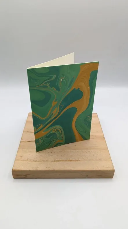 Jade &amp; Gold Marbled Greeting Card - P9