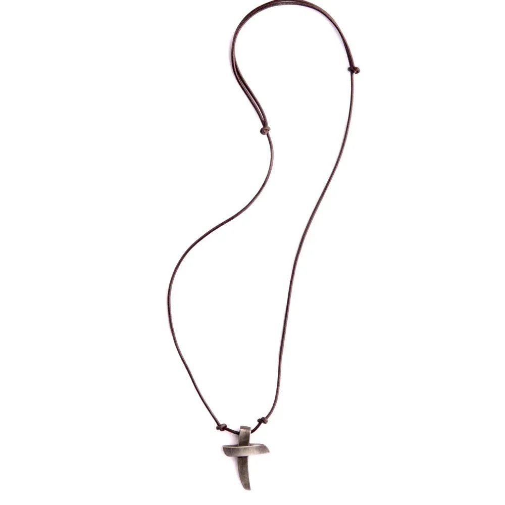 Rugged Cross Leather Necklace - A296