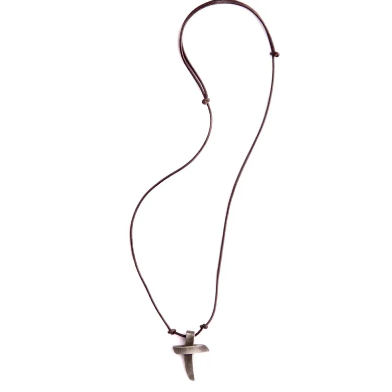 Rugged Cross Leather Necklace - A296