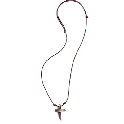 Rugged Cross Leather Necklace - A296