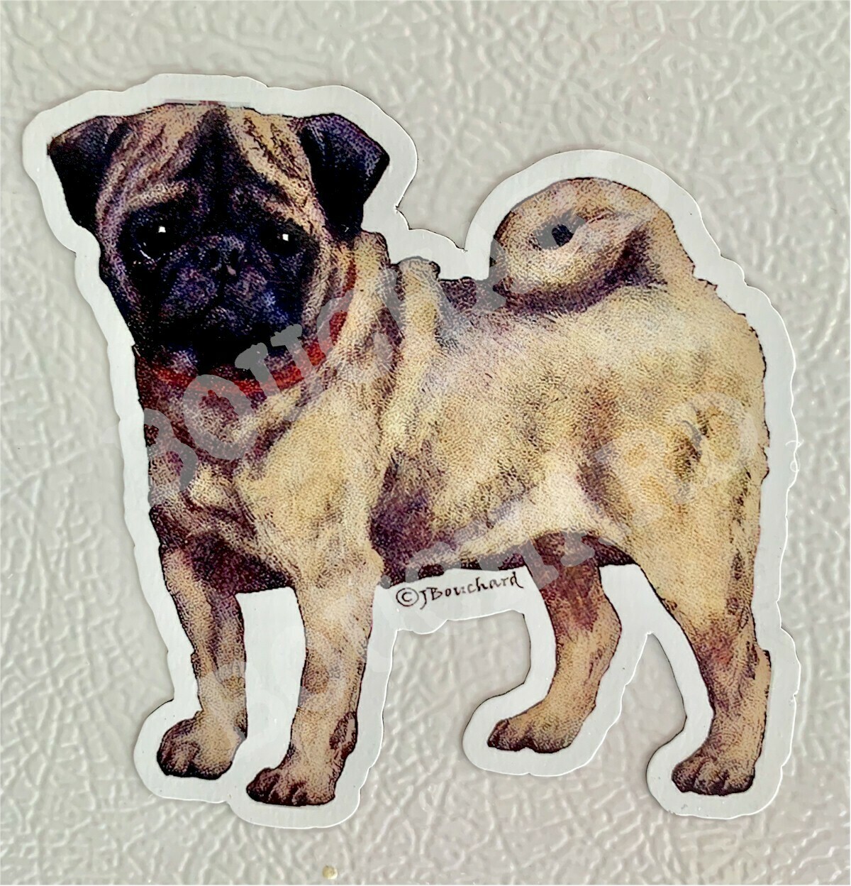 Refrigerator magnets.Pug magnet,Distressed decoupage and hand painting.Large or small to choose.Vintage pug refrigerator magnet.