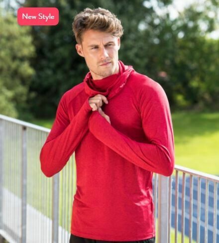 Mens Cool Cowl Neck Top, Colour: red, Size: 2x-large