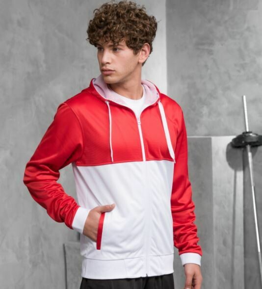 Retro Training Tracksuit Hoodie, Colour: red-white, Size: 2x-large