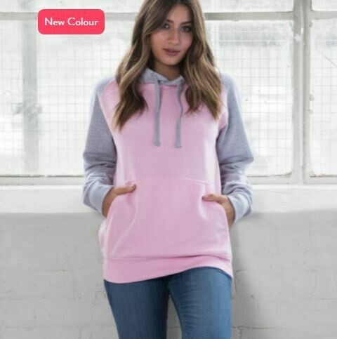 Unisex Contrast Coloured Hoodies, Colour: pink-grey, Size: 2x-large
