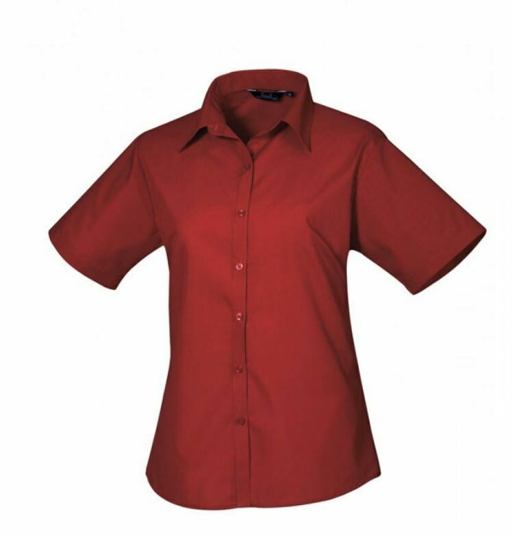Ladies Short Sleeved Bar Shirt Dark (8 Colours) Ladies Short Sleeved Bar Shirt Dark (8 Colours), Size: 8, Colour: burgundy