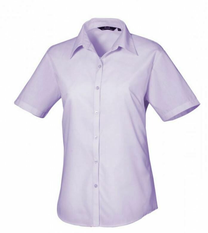Ladies Short Sleeved Bar Shirt Light (8 Colours), Size: 8, Colour: lilac
