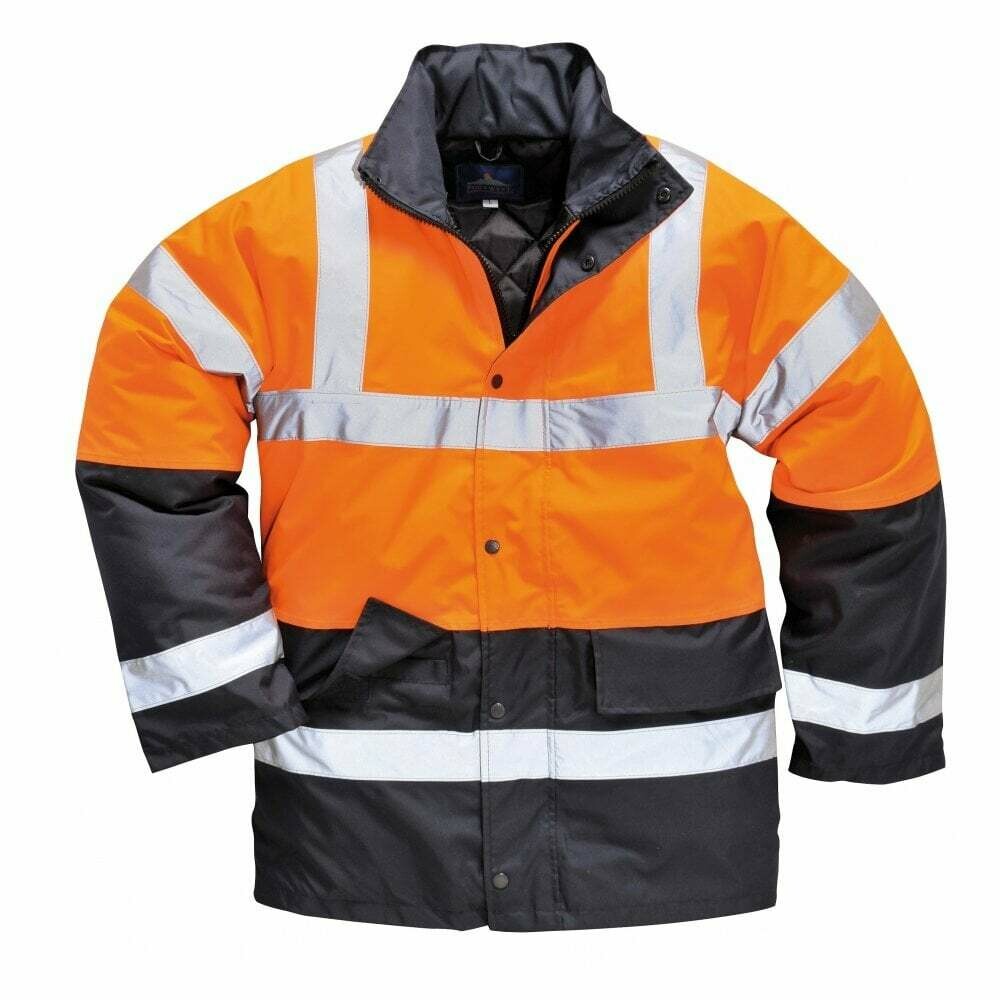 PortWest Hi-Vis Traffic & Work Jacket, Size: medium, Colour: orange-navy