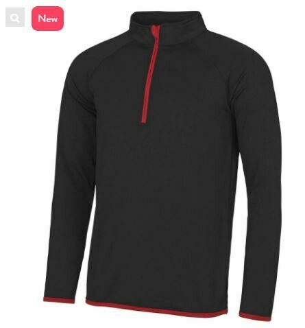 Mens 1/2 Zip Cool Sweatshirt (5 Colours), Size: small, Colour: black-red