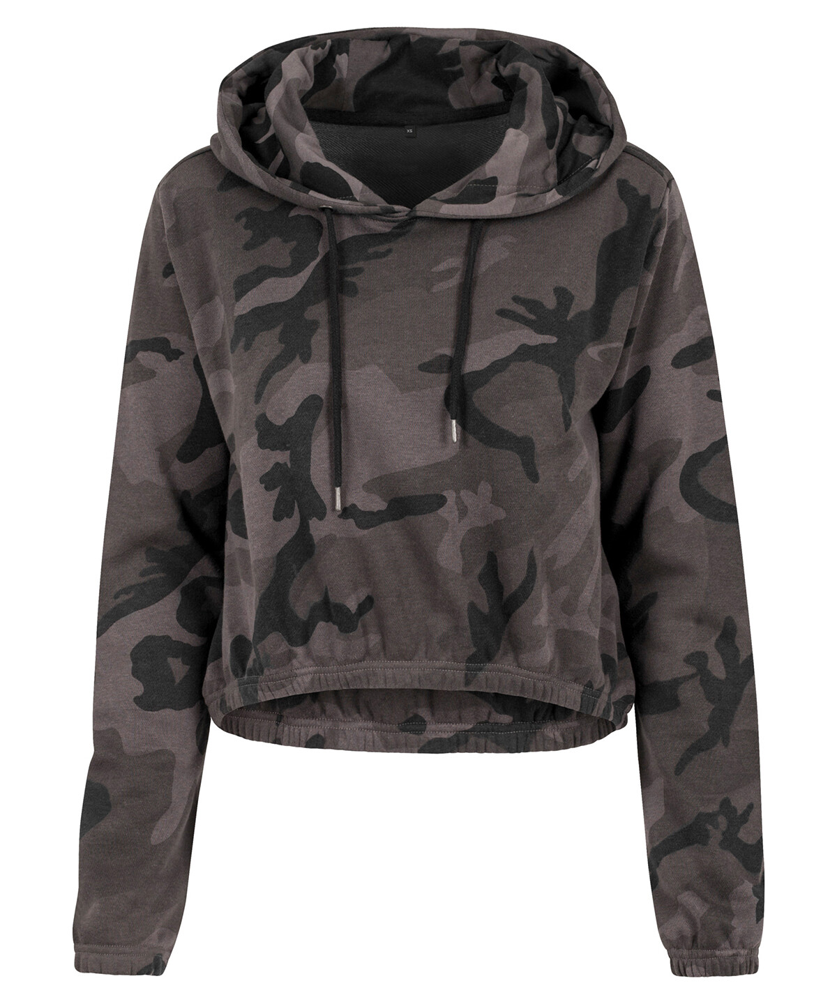 BUILD YOUR BRAND Women's camo cropped hoodie, Color: Camo grey