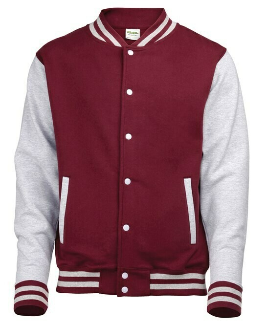 just hoods Varsity jacket, colour: burgundy/heather grey