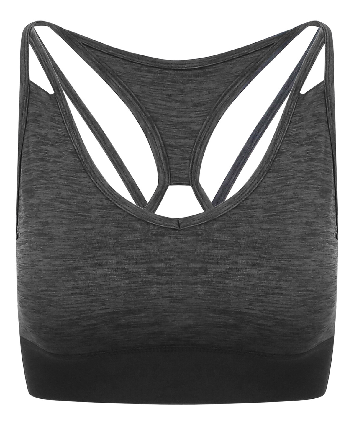 Just Cool Women's cross back crop top, colour: Black Slate Melange