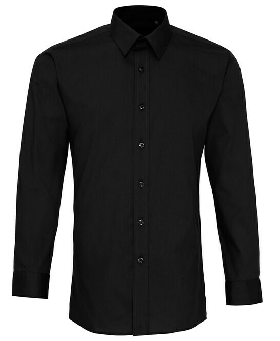 PREMIER Poplin fitted long sleeve shirtshirt, colour: BLACK